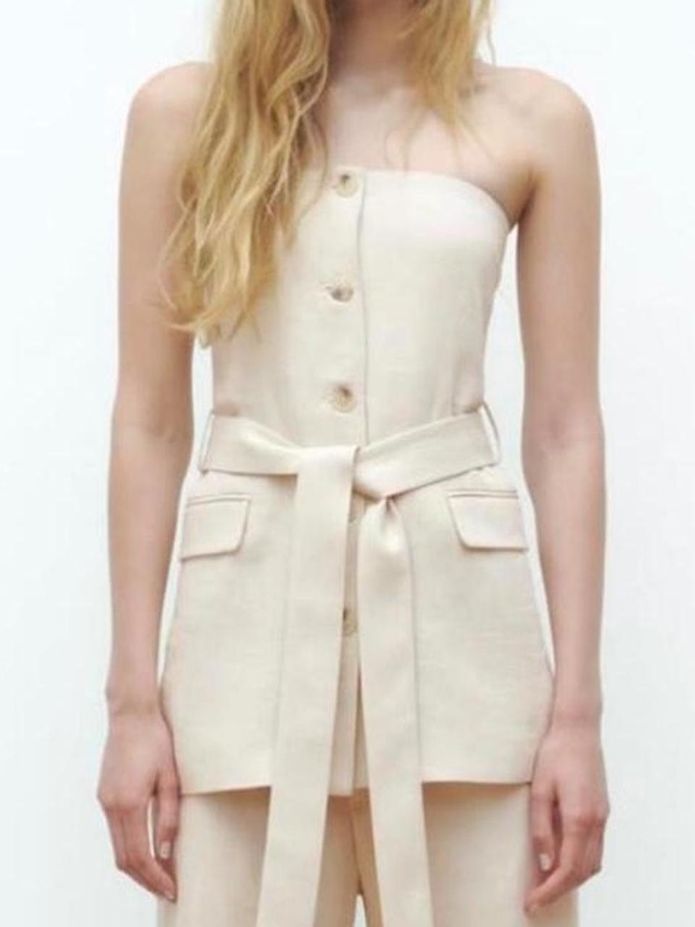 Zara Beige Strapless Top